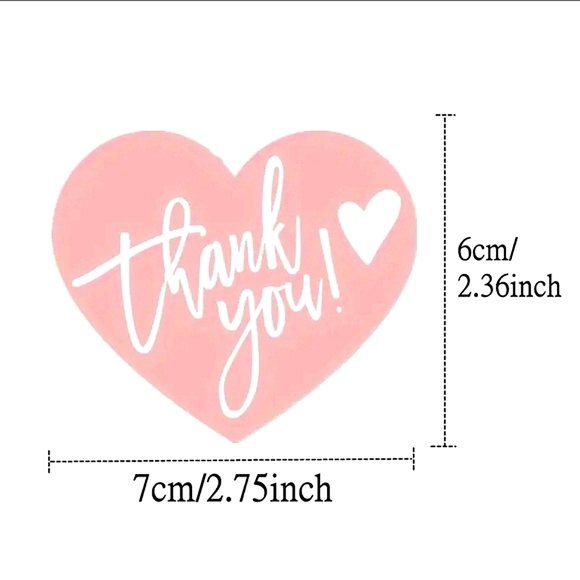 50 Pink Heart Shaped Thank You Cards - Picture 2 of 2